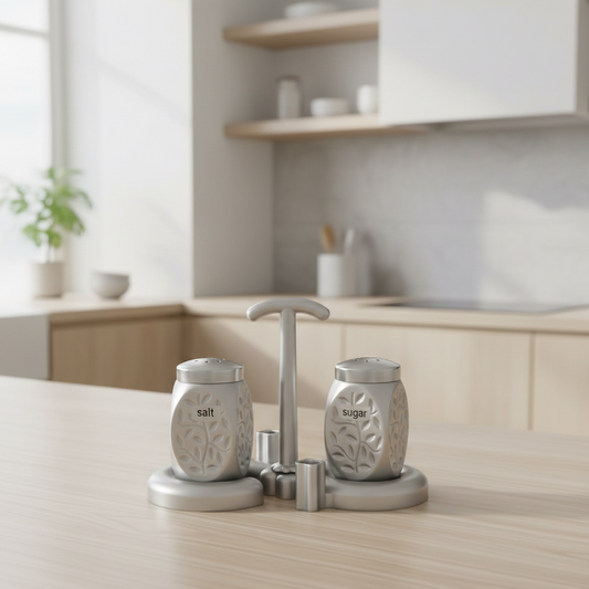 Premium Kitchen Salt and Sugar Pot Set – Stylish Aluminium Storage